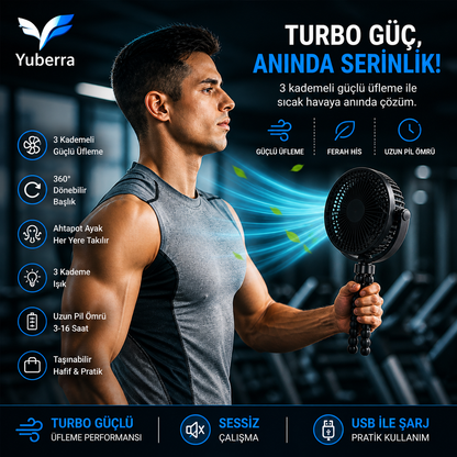 YUBERRA™ Ahtapot Ayaklı Turbo Taşınabilir Fan
