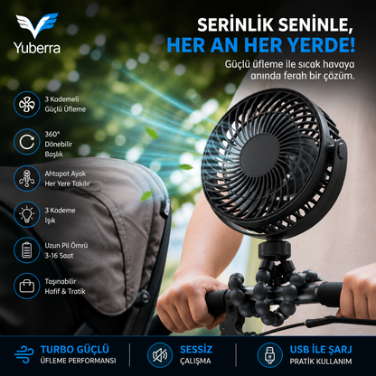YUBERRA™ Ahtapot Ayaklı Turbo Taşınabilir Fan