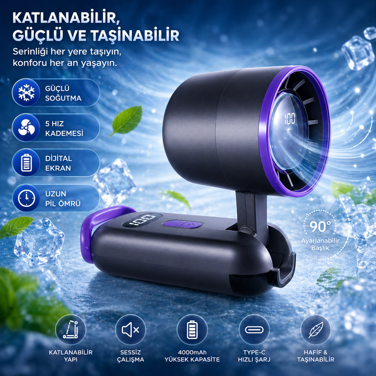 YUBERRA™ Cep Tipi Soğutucu Fan