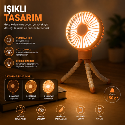 YUBERRA™ Ahtapot Ayaklı Turbo Taşınabilir Fan